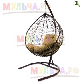 Кресло подвесное Капля с ротангом коричневое - Садовая мебель - купить у производителя Мульча.рф