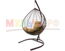 Подробнее о товаре Кресло подвесное Капля с ротангом коричневое...