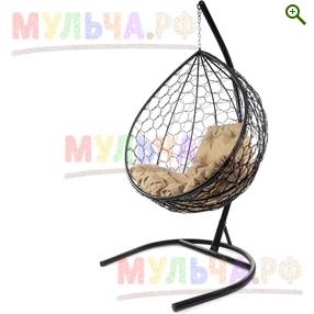 Кресло подвесное Капля с ротангом черное - Садовая мебель - купить у производителя Мульча.рф