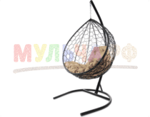 Подробнее о товаре Кресло подвесное Капля с ротангом черное...