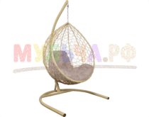 Подробнее о товаре Кресло подвесное Капля с ротангом бежевое...