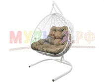 Подробнее о товаре Подвесное кресло ДЛЯ ДВОИХ с ротангом белое...