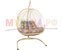 Подробнее о товаре Подвесное кресло ДЛЯ ДВОИХ с ротангом бежевое...