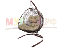 Подробнее о товаре Подвесное кресло ДЛЯ ДВОИХ с ротангом коричневое...