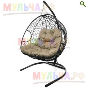 Подвесное кресло ДЛЯ ДВОИХ с ротангом черное - Садовая мебель - купить у производителя Мульча.рф