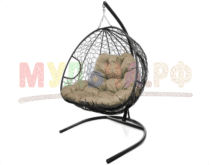 Подробнее о товаре Подвесное кресло ДЛЯ ДВОИХ с ротангом черное...