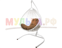 Подробнее о товаре Кресло подвесное Капля Люкс с ротангом белое...