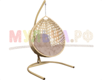 Подробнее о товаре Кресло подвесное Капля Люкс с ротангом бежевое...