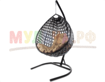 Подробнее о товаре Кресло подвесное Капля Люкс с ротангом черное...