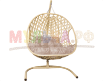 Подробнее о товаре Подвесное кресло ДЛЯ ДВОИХ ЛЮКС с ротангом бежевое...