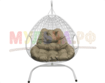 Подробнее о товаре Подвесное кресло ДЛЯ ДВОИХ ЛЮКС с ротангом белое...