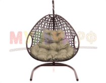 Подробнее о товаре Подвесное кресло ДЛЯ ДВОИХ ЛЮКС с ротангом коричневое...