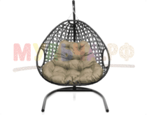 Подробнее о товаре Подвесное кресло ДЛЯ ДВОИХ ЛЮКС с ротангом черное...