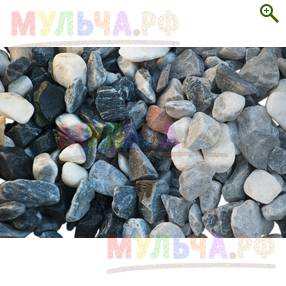 Мрамор микс бело-черный галтованный, 20-40 мм - Декоративная каменная крошка - купить у производителя Мульча.рф