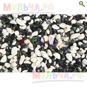 Мрамор микс бело-черный галтованный, 10-20 мм - Декоративная каменная крошка - купить у производителя Мульча.рф