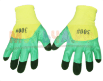 Перчатки нейлоновые с двойным латексным покрытием, желто-зеленые