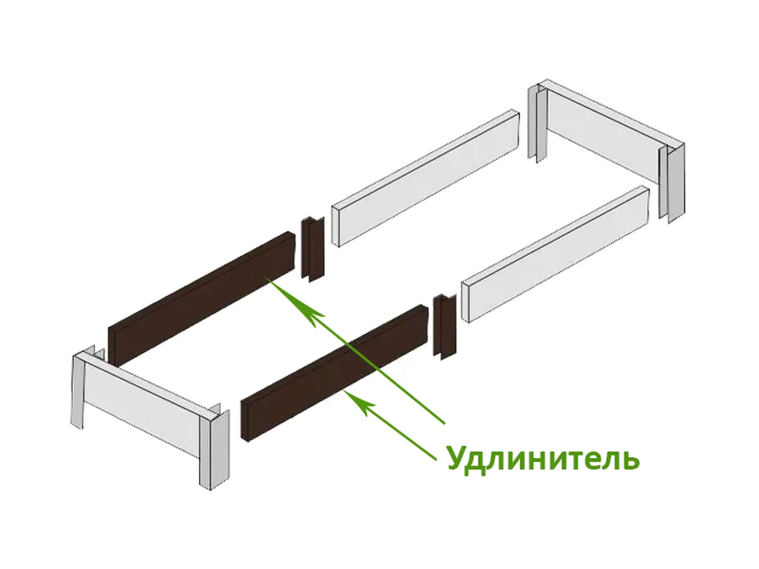 Удлинитель фактурной грядки, венге, 2 м, уп