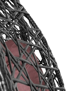 Подвесное кресло ДЛЯ ДВОИХ ЛЮКС с ротангом черное, бордовая подушка