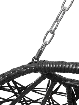 Подвесное кресло ДЛЯ ДВОИХ ЛЮКС с ротангом черное, розовая подушка