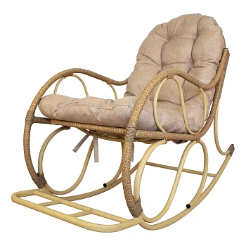 Кресло-качалка Элит, бежевое, подушка Лен