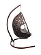 Подвесное кресло ДЛЯ ДВОИХ ЛЮКС с ротангом коричневое, серая подушка